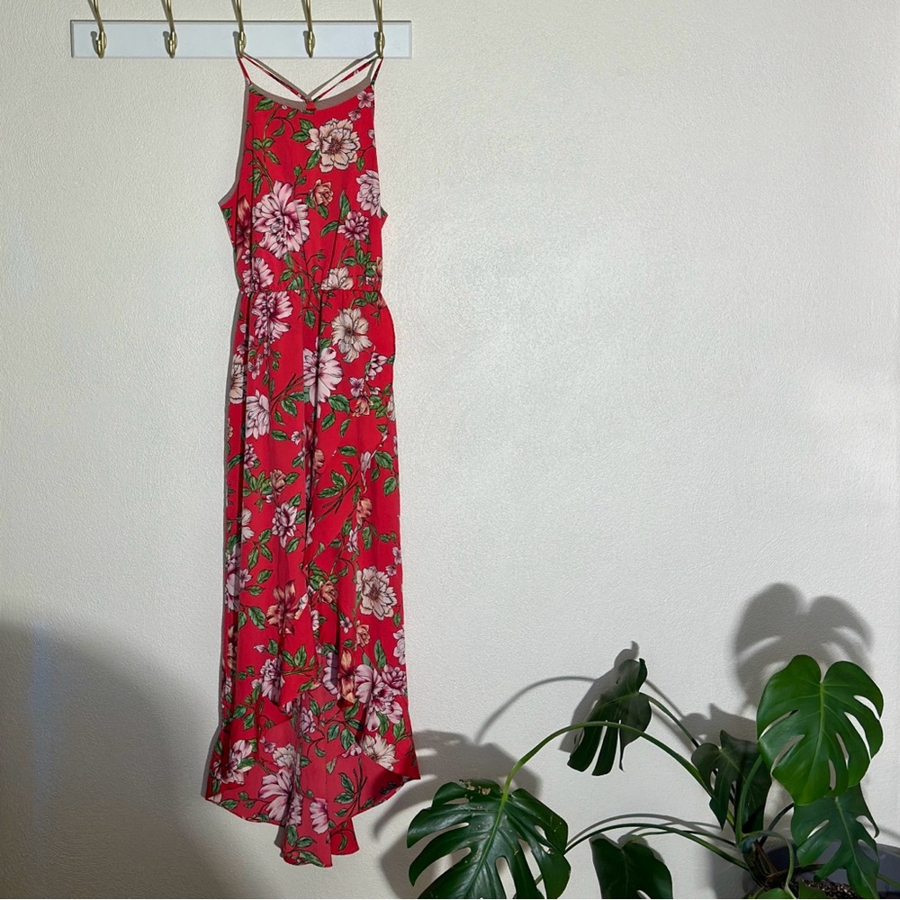 Soprano Pink Floral High-Low Maxi Dress | S